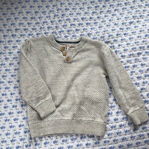 Cat & Jack Light Gray Knit Kids Sweatshirt with Button Placket